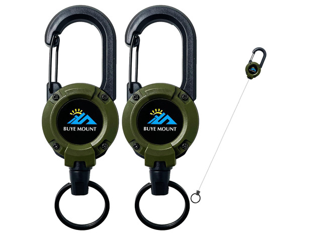 Retractable Keychain Heavy Duty 2Pack, Multitool Carabiner Badge Holder, Retractable Keychain Clip Id Holder, Upgraded 58cm Stainless Steel Cord Green