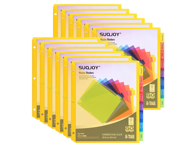 8-Tab Dividers for 3 Ring Binder, 96 Count Binder Dividers with Pockets, Subject Dividers, 3-Hole Plastics Sheets Protectors for US Letter Size in...
