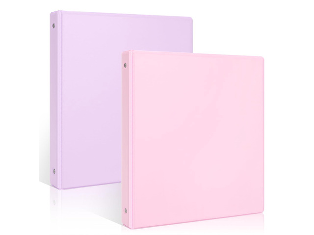 3 Ring Binder 2 Pack, 1 Inch Clear View Binders with 2 Interior PocketsFit 8.5x11 Inches, Round Ring Binder for Office & School Supplies Organize,...