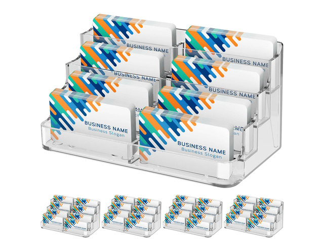 4 Pack Acrylic Business Card Holder, Card Display Stand, 8 Pockets 4-Tier Freestanding Design, Clear Acrylic Construction, Fits Standard Business...