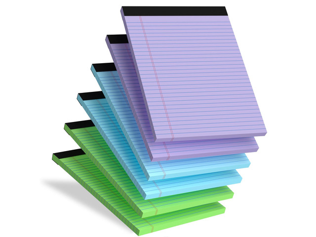 6 Pack Legal Pads 8.5 x 11, Colored Legal Pads College Ruled Note Pads 8.5 x 11 Writing Paper, Notepad with Sturdy Back, Perforated Writing Pad...