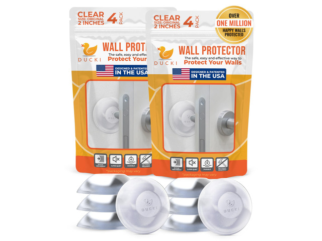 Door Stoppers Wall Protector 2', Reusable & Self Adhesive - 8 Pack Clear Discreet Home Door Knob Wall Protector, Door Bumper with Adhesive - Rubber...
