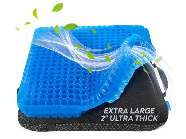 Gel Seat Cushions for Long Sitting- Extra Large & Ultra Thick(2 Inch) Orthopedic Chair Pad for Pressure Relief, Sciatica & Back Pain Non-Slip,...