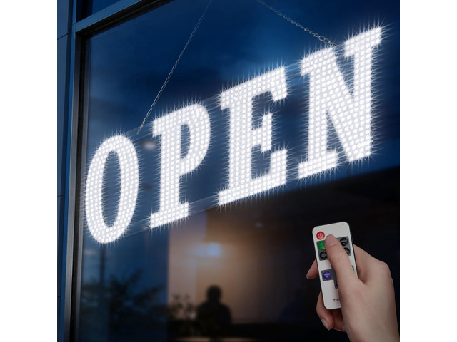 40' x 14' Large LED Open Sign with Remote Control High Bright Visibility Business Signs 14 Mode Electric Display Sign Suitable for Shop, Bar,...