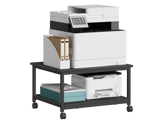 2-Tier Printer Stand with Locking Wheels, Under Desk Printer Table Industrial Mobile Cart, 23.6 x 19.7 x 13.5 Inches, Storage Shelf, for Home...
