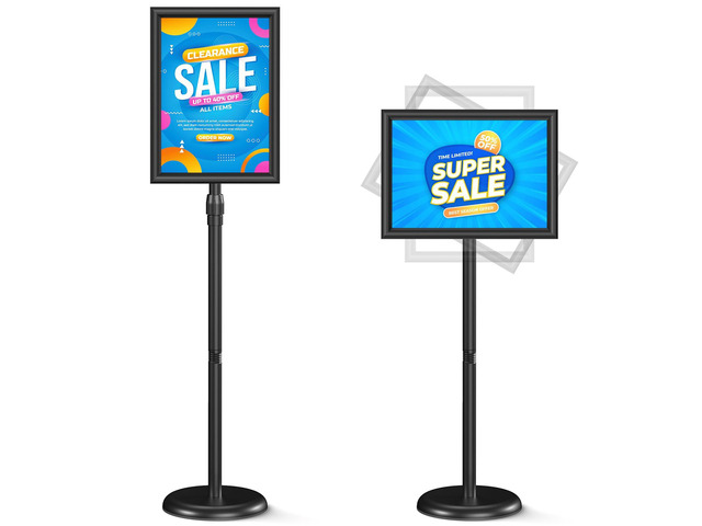 Sign Holder Stand 11*17 inches - Adjustable Floor Standing Sign Holder - Signage Stand with Snap-Open Frame Display for Malls,Schools,Restaurants...