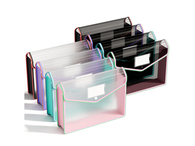 8 Pack File Folder, Large Capacity Folders Documents, Clear Black Fit Letter/A4 Size, Color-Bordered, Document Folder with Snap Closure, Folder...