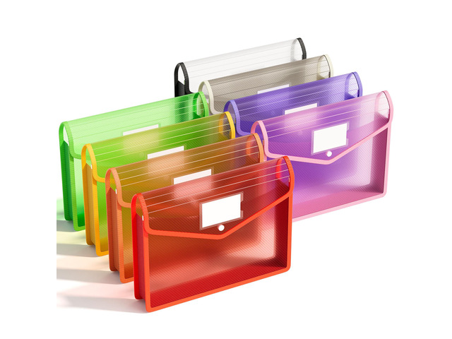8 Pack Plastic Expanding File Folder, Folders Documents, Rainbow fit Letter/A4 Size, Large Capacity with Snap Closure, Colorful File Folder...