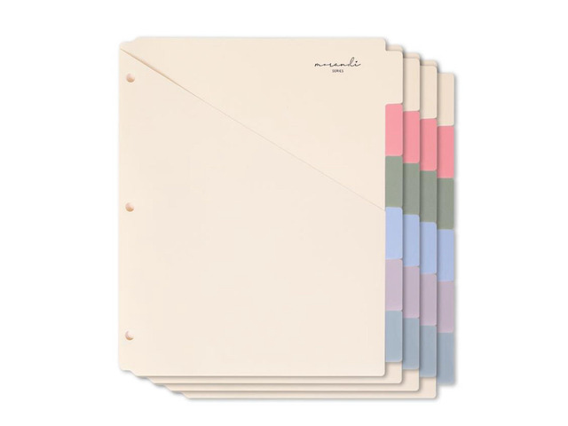 6-Tab Plastic Binder Dividers, 2 Pockets, Pastel Colors, 4 Sets Made of PP Plastic, Fit for 3-Ring Binders, 2 Pockets, Letter Size, Provide...