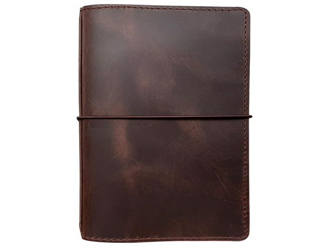 Travelers Notebook Cover with Inner Pockets, Card Slots and Pen Holder, B6 Size, Dark Brown