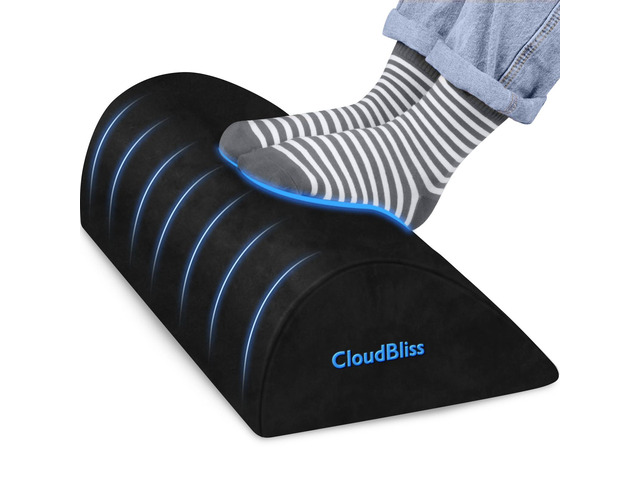 Foot Rest for Under Desk at Work, Foot Stool for Office, Black, Long Soft Foam, Washable & Removable Cover, for office, home and car, Anti-silp...