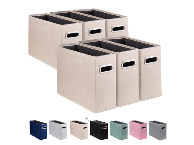 6 Pack Letter Size File Storage Box CollapsibleFabric Hanging File Folders Organizer, Portable Office Document Holder with Metal Handle, Smooth PVC...