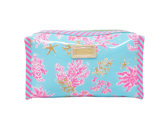 Vinyl Pouch, Royal Coral Cute, Semi-Clear, Water Resistant, Zipper Bag Pencil Case for Stationery, Small Toiletries, and Makeup