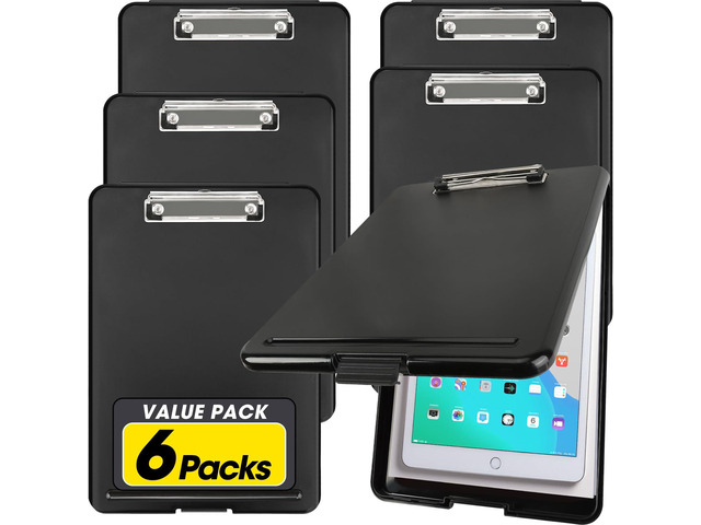 6 Pack Clipboard with Storage, High Capacity Storage Clipboard 8.5 x 11 with Pen Holder, Letter / A4 Size, Inner Plastic Folder Attached for...
