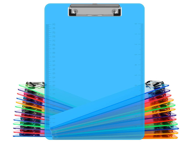 Clipboards, 25 Pack Plastic Office Clipboards, Assorted Transparent Color Plastic Clip,Letter