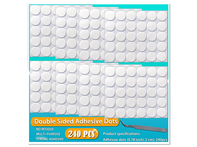 Double Sided Tape, Removable, Strong Mounting Adhesive Dots for Picture Poster Decorations, Balloon, Photo, Art Craft, Party Supplies