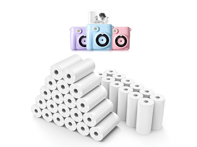 32 Rolls Instant Print Camera for Kids Refill Print Paper - Thermal Print Paper Rolls Photo Print HD Printing for Most Kids Instant Camera(White)