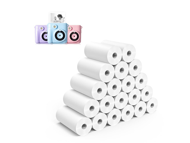 20 Rolls Instant Print Camera for Kids Refill Print Paper - Thermal Print Paper Rolls Photo Print HD Printing for Most Kids Instant Camera(White)