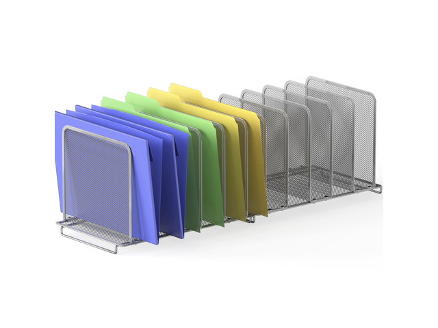 5 Section Upright File Sorter Organizer, Silver - 2 Pack