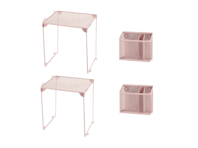 Neudeoc Locker Organizer Kit with Mesh Locker Shelf and Magnetic Pen Holders, 4-Piece Locker Accessories Set for School, Work & Gym, Foldable...