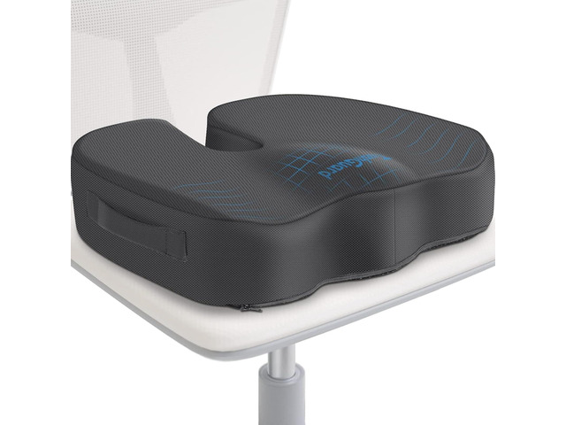 Seat Cushion for Office Chair, Car, Memory Foam, Grey XX-Large For Back, Coccyx, Sciatica, Tailbone Pain, Ergonomic Design, Non-Slip, Desk...