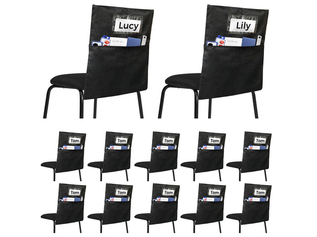 12 Pack Chair Pockets for Classrooms - Seat Sacks Organizer for K-2 Students, Durable Fabric Storage Pockets for School Supplies & Books