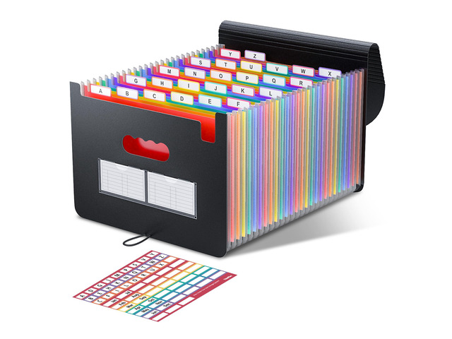 Accordion File Organizer, 26 Pockets Expanding File Folders Colorful Tabs, Monthly Bill Receipt Documents Organizer, Letter/A4 Size for School,...