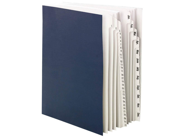 Desk File/Sorter, Daily (1-31) and Monthly (Jan-Dec), 43 Dividers, Letter Size, Dark Blue (89235)