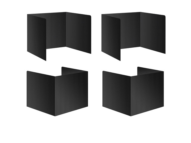 Black 4-Pack Desk Dividers for Students, Waterproof Durable Plastic Study Carrel Dividers, Easy to Clean, Privacy Classroom Shield Folder Boards...