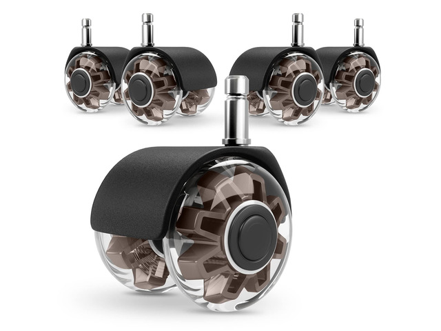 2' Office Chair Wheels Set of 5, Brown Heavy Duty Chair Caster Support 2200lbs, Mute Rubber, Universal Fit 7/16'x7/8' Stem, Smooth Quiet Rolling,...