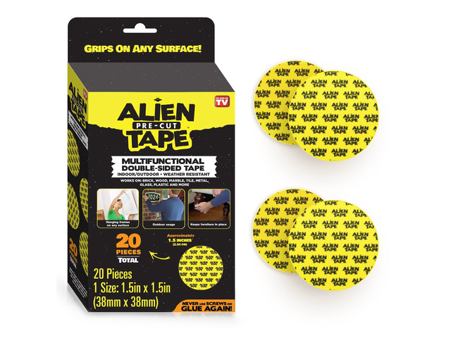 Alientape Pre Cut 20 Piece Set Double Sided Tape Multipurpose Removable Adhesive Transparent Grip Mounting Strips Washable Strong Sticky Heavy Duty...