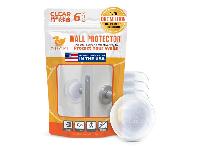Door Stoppers Wall Protector 1.5', Reusable & Self Adhesive - 6 Pack Clear Discreet Home Door Knob Wall Protector, Door Bumper with Adhesive -...