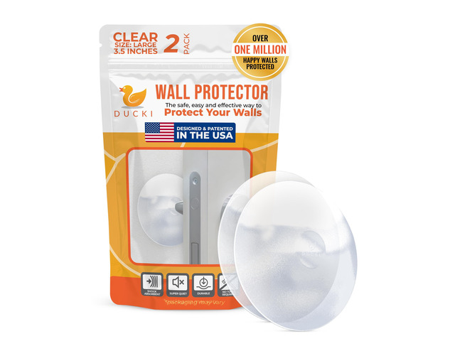 Door Stoppers Wall Protector 3.5', Reusable & Self Adhesive - 2 Pack Clear Discreet Home Door Knob Wall Protector, Door Bumper with Adhesive -...