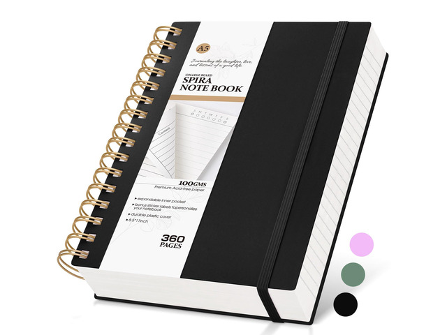 Spiral Notebook Journal, 360 Pages College Ruled Notebooks, Lined Thick Journals for Women Men, A5 Thick Spiral Writing Journaling with 100GSM...