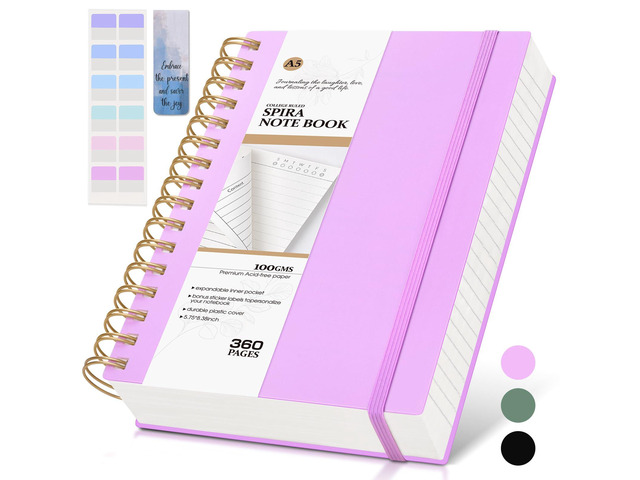Spiral Notebook Journal,360 Pages College Ruled Notebooks,Lined Thick Journals for Women Men, A5 Thick Spiral Journal for Writing,100GSM Paper,...