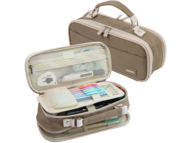 Large Capacity Pencil Case, 4 Compartment Pen Pouch Organizer with Double Zipper, Storage Bag for School, Office, Teen Girl Boy Men Women