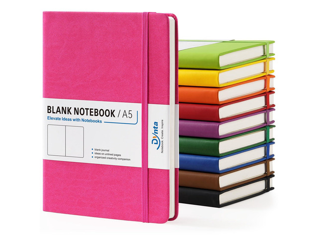 Blank Journal,A5 Unlined Journaling Notebooks 200 Pages/100 Sheets 10 Packs 8.4'' x 5.8 '',10 Colors Hardcover Notebook for Work, School, Note...