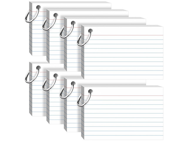 Index Cards 4x6 with Ring, 320 Sheets, Ruled White Flash Cards for Effective Studying and Note-Taking, Note Cards, Essential School Supplies for...