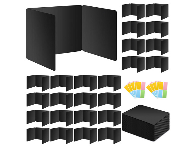 24 Pack Black Desk Dividers for Students, Privacy Shields Folder for Students, Durable & Waterproof Plastic Study Board, Classroom Teacher Supplies...