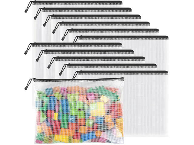 12 Pack B4 Black Mesh Zipper Bags, File Organizer Pouch for Storage B4 Pouches Organize Documents, Games & Projects; Black Mesh Keeps Contents...