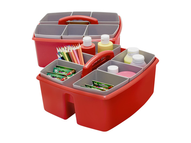 Large Classroom Caddy with Cups, 13 x 11 x 6.575 Inches, Red, Case of 2 (00981U02C)
