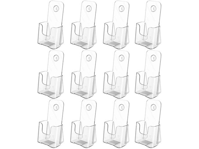 Acrylic Trifold Brochure Holder, 4 Inch Wide flyer Holder, 12 Pack Clear Acrylic Material, Wall Mount or Countertop Display, Fits Trifold Brochures...