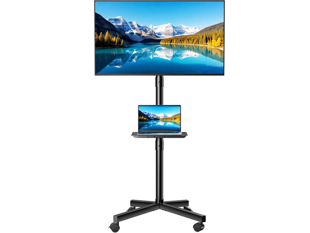 Rolling TV Stand with Wheels, Portable TV Cart for 23-60 Inch Screen Max VESA 400x400mm, Holds Up to 88lbs, Tilt & Height Adjustable, Mobile Floor...