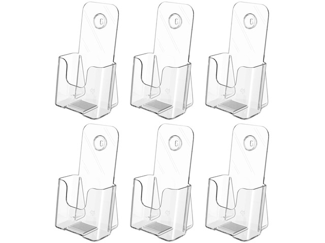 Acrylic Trifold Brochure Holder, 4 Inch Wide flyer Holder, 6 Pack Clear Acrylic Material, Wall Mount or Countertop Display, Fits Trifold Brochures...