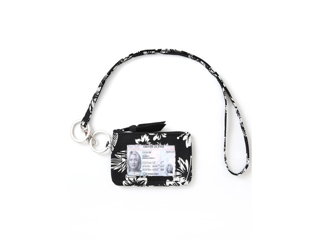 Lanyard Wallet for Women, ID Card Holder, Lanyards for ID Badges, Floral Zip ID Case Keychain Small Coin Purse Cards, Cash, Work, Travel, Cruise,...
