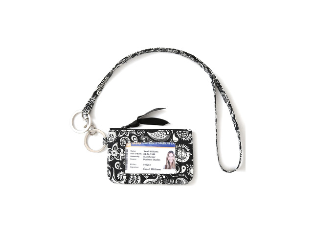 Lanyard Wallet for Women, ID Card Holder, Lanyards for ID Badges, Floral Zip ID Case Keychain Small Coin Purse for Cards, Cash, Work, Travel,...