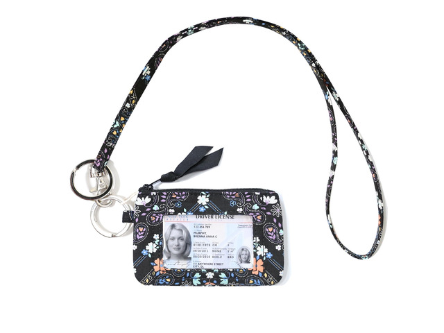Lanyard Wallet for Women, ID Card Holder, Lanyards for ID Badges, Floral Zip ID Case Keychain Small Coin Purse for Cards, Cash, Work, Travel,...