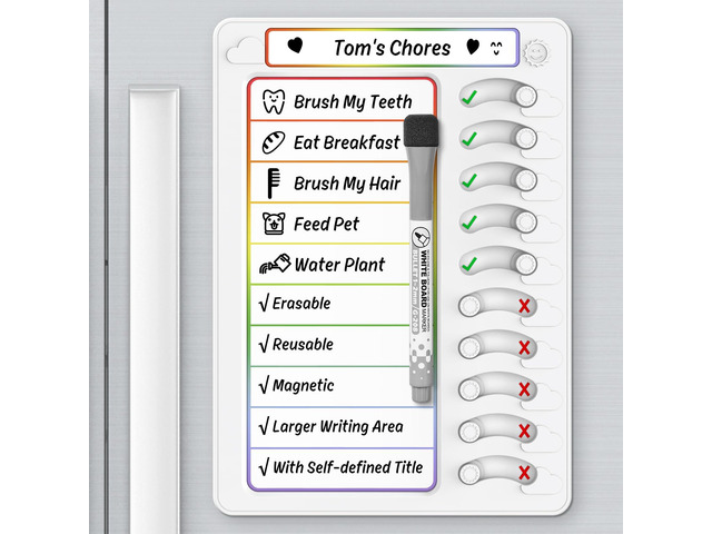 Chore Chart for Kids Dry Erase Chore Board ADHD Tools for Kids to Do List Checklist Task Board Routine Chart Planning Board for Fridge with 10...