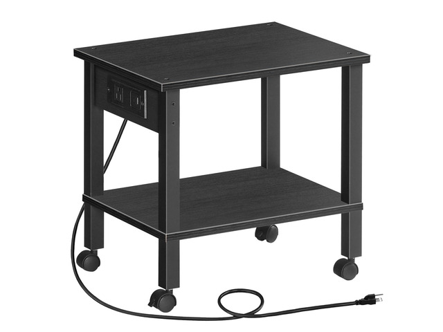 2-Tier Printer Stand with Charging Station, Under Desk Printer Table, Printer Cart with Storage Shelves, Shelf for Small Spaces, for Home Office,...