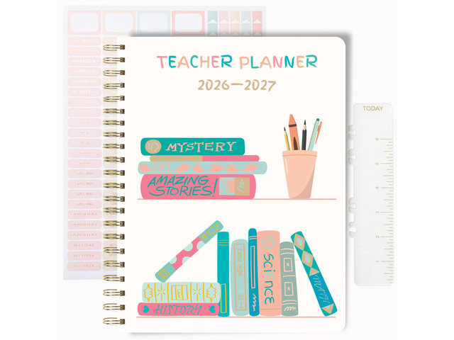 Teacher Planner 2026-2027, Horizontal Lesson Plan Book for Teachers Colorful Books Cover, 8.5' x 11' Weekly & Monthly Academic Year Lesson...